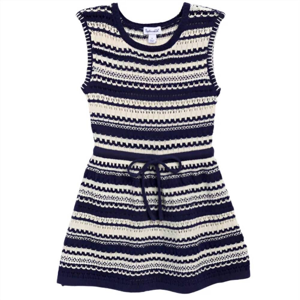 NEW SPLENDID kids' stripe knit dress in blue